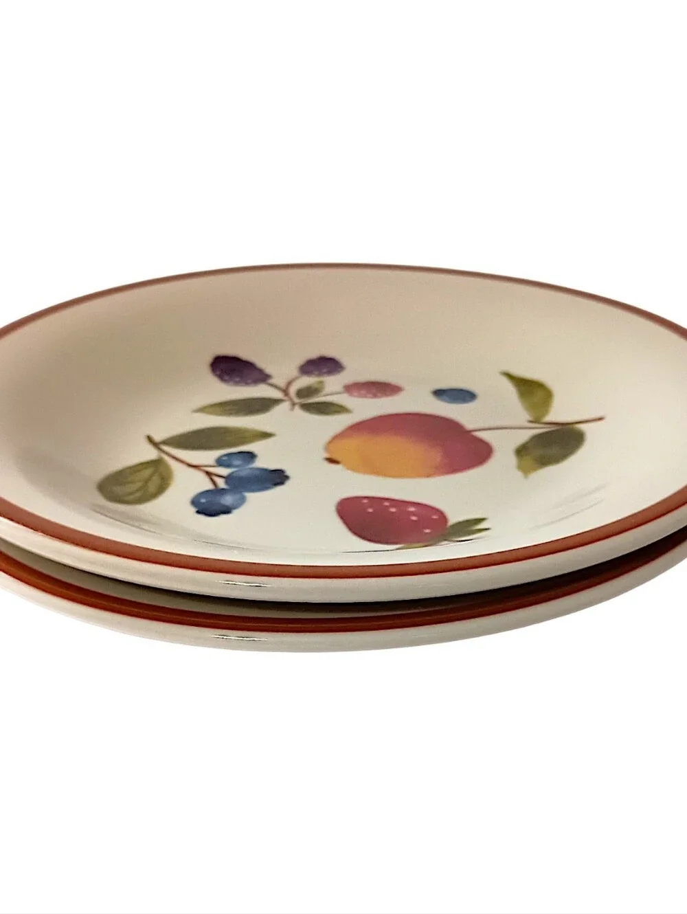 2 Longaberger Fruit Medley Plates Bread Berry Lunch Stoneware‎ Farmhouse Rustic